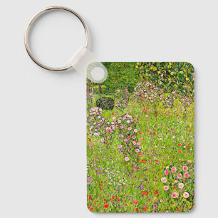 Gustav Klimt Orchard with Roses Key Ring