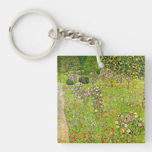 Gustav Klimt Orchard with Roses Key Ring