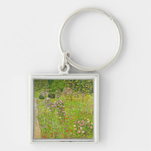 Gustav Klimt Orchard with Roses Key Ring