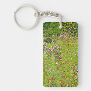 Gustav Klimt Orchard with Roses Key Ring