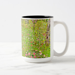 Gustav Klimt Orchard with Roses Two-Tone Coffee Mug