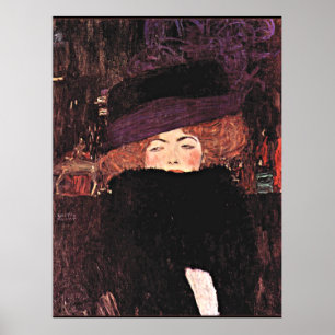 Gustav Klimt painting, Lady with a Fur Hat and Boa Poster