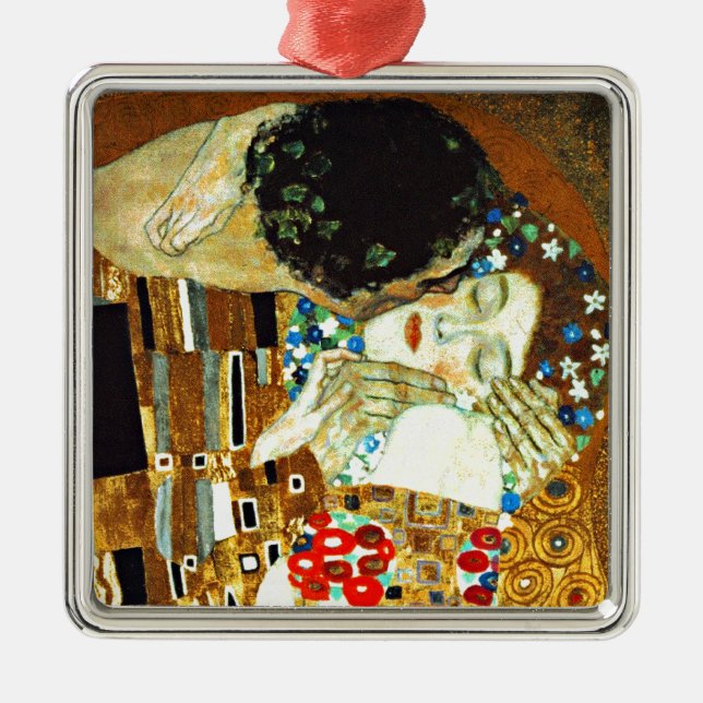 Gustav Klimt painting, The Kiss, Metal Ornament (Front)