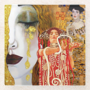 Gustav Klimt, paintings Collage, Combined art Glass Coaster