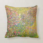 Gustav Klimt Pink Flowers Cushion<br><div class="desc">Gustav Klimt Pink Flowers. Oil on canvas from 1900. One of Klimt’s most beautiful landscape paintings, Pink Flower Garden or Italian Horticultural Landscape features a sprawling garden in bloom in Klimt’s unique blend of impressionist, expressionist and art nouveau mannerisms. The work is a beautiful flower painting that makes a great...</div>