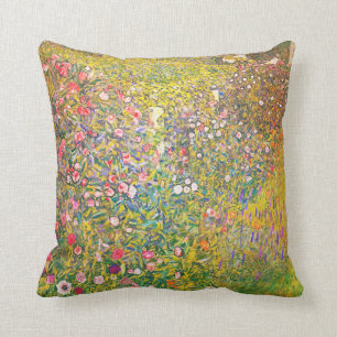 Gustav Klimt Pink Flowers Cushion