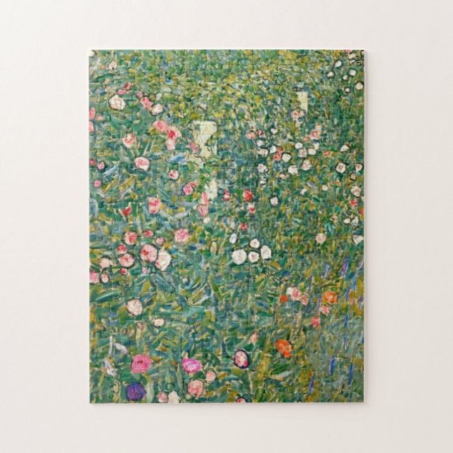 Gustav Klimt Pink Flowers Jigsaw Puzzle (Vertical)
