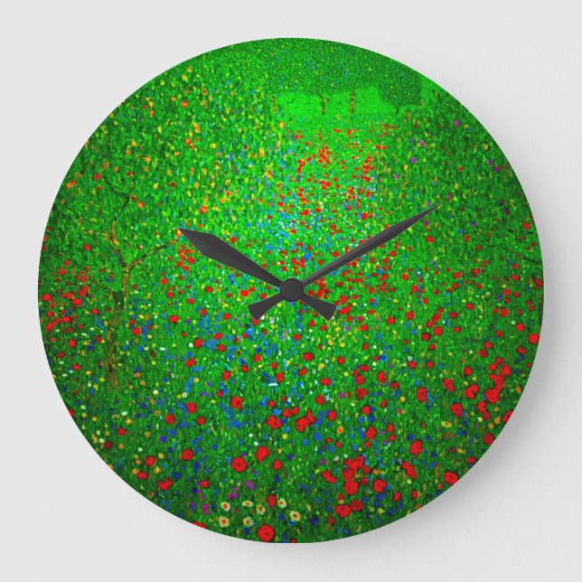 Gustav Klimt Poppy Field Large Clock (Front)