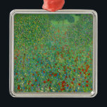 Gustav Klimt - Poppy Field Metal Ornament<br><div class="desc">Poppy Field / Field of Poppies - Gustav Klimt,  Oil on Canvas,  1907</div>