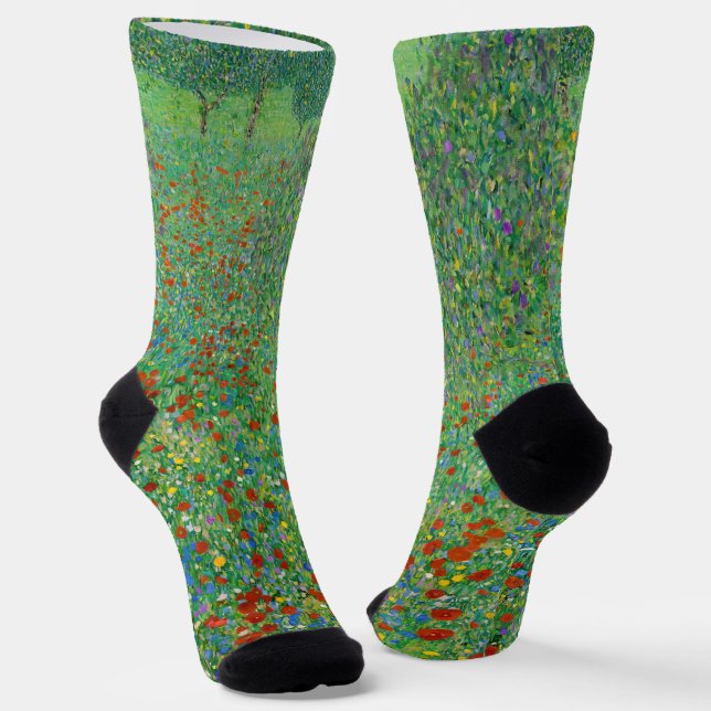 Gustav Klimt - Poppy Field Socks (Angled)