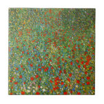 Gustav Klimt Poppy Field Tile<br><div class="desc">Gustav Klimt Poppy Field tile. Oil painting on canvas from 1907. One of Austrian artist’s Gustav Klimt’s most enchanting landscapes, Poppy field features a beautiful field of blooming red poppies sprawling out into the distance with trees rising on the horizon. The painting features Klimt’s lovely mix of impressionism and art...</div>