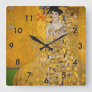Gustav Klimt - Portrait of Adele Bloch-Bauer I Square Wall Clock