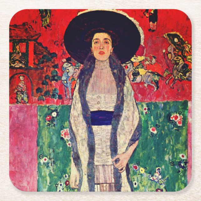 Gustav Klimt Portrait of Adele Bloch-Bauer II Square Paper Coaster (Front)