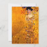 Gustav Klimt Portrait of Adele Bloch Bauer Invitation<br><div class="desc">Card featuring Gustav Klimt’s oil painting Portrait of Adele Bloch Bauer I (1907). A beautiful woman wears a golden and geometric dress in front of a gold background. A great gift for fans of Art Nouveau and Austrian art.</div>