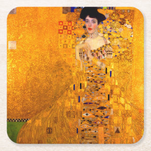 Gustav Klimt Portrait of Adele Bloch Bauer Square Paper Coaster