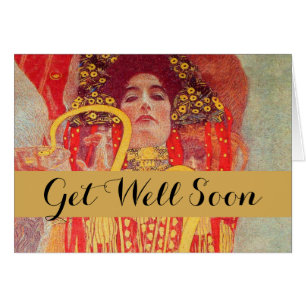 Gustav Klimt Red Woman Gold Snake Painting