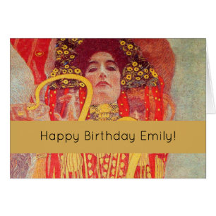 Gustav Klimt Red Woman Gold Snake Painting