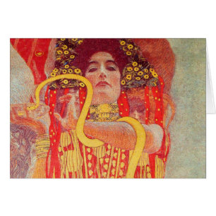 Gustav Klimt Red Woman Gold Snake Painting