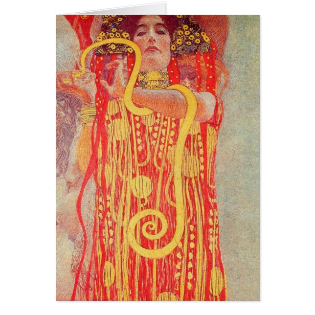 Gustav Klimt Red Woman Gold Snake Painting (Front)