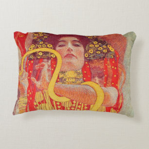 Gustav Klimt Red Woman Gold Snake Painting Decorative Cushion
