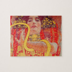 Gustav Klimt Red Woman Gold Snake Painting Jigsaw Puzzle