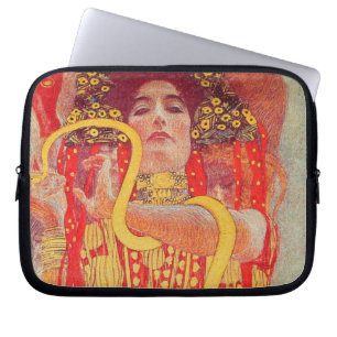 Gustav Klimt Red Woman Gold Snake Painting Laptop Sleeve