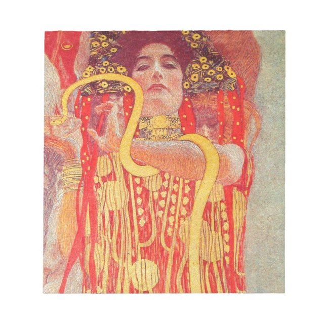 Gustav Klimt Red Woman Gold Snake Painting Notepad (Front)