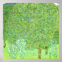 Gustav Klimt, rose bushes under the trees