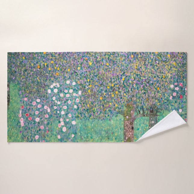 Gustav Klimt - Rosebushes under the Trees Bath Towel Set (Bath Towel)