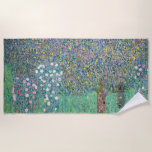 Gustav Klimt - Rosebushes under the Trees Beach Towel<br><div class="desc">Rosebushes under the Trees / Roses under the Trees by Gustav Klimt in 1905</div>