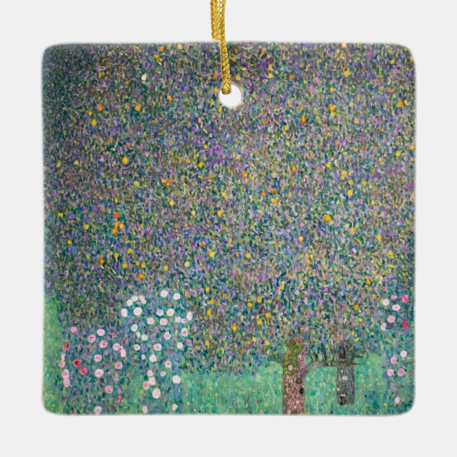 Gustav Klimt - Rosebushes under the Trees Ceramic Ornament (Front)
