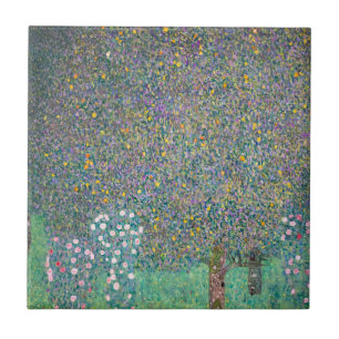 Gustav Klimt - Rosebushes under the Trees Ceramic Tile