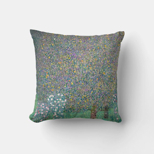 Gustav Klimt - Rosebushes under the Trees Cushion (Front)