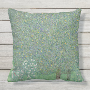 Gustav Klimt Rosebushes Under the Trees GalleryHD Outdoor Cushion