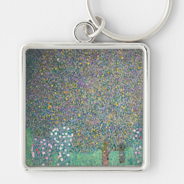 Gustav Klimt - Rosebushes under the Trees Key Ring (Front)