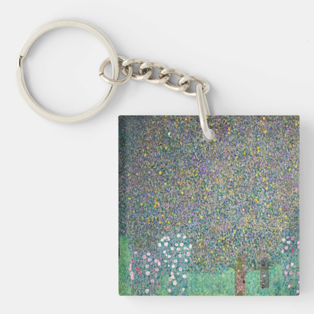 Gustav Klimt - Rosebushes under the Trees Key Ring (Front)