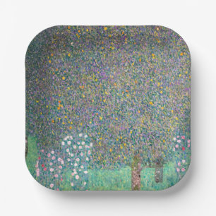 Gustav Klimt - Rosebushes under the Trees Paper Plate