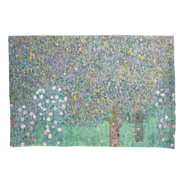 Gustav Klimt - Rosebushes under the Trees Pillowcase (Front)