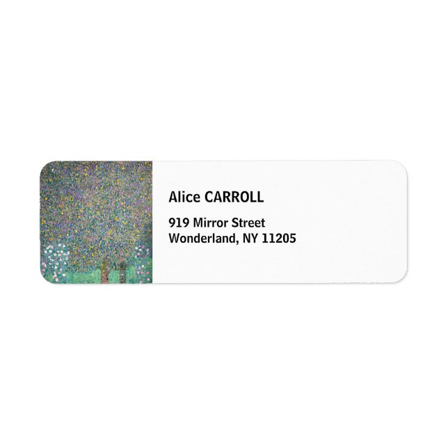 Gustav Klimt - Rosebushes under the Trees Return Address Label (Front)