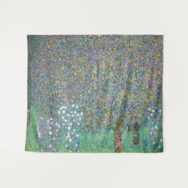 Gustav Klimt - Rosebushes under the Trees Tapestry (Front (Horizontal))