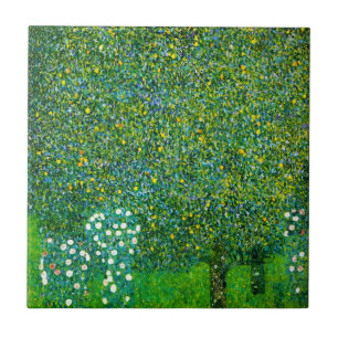 Gustav Klimt Roses Under The Pear Tree Tile