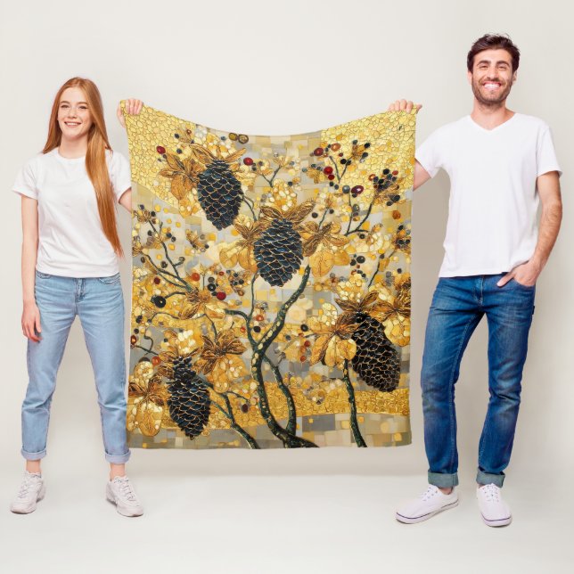 gustav klimt Rustic Pinecone Holiday Winter Bathro Fleece Blanket (In Situ)