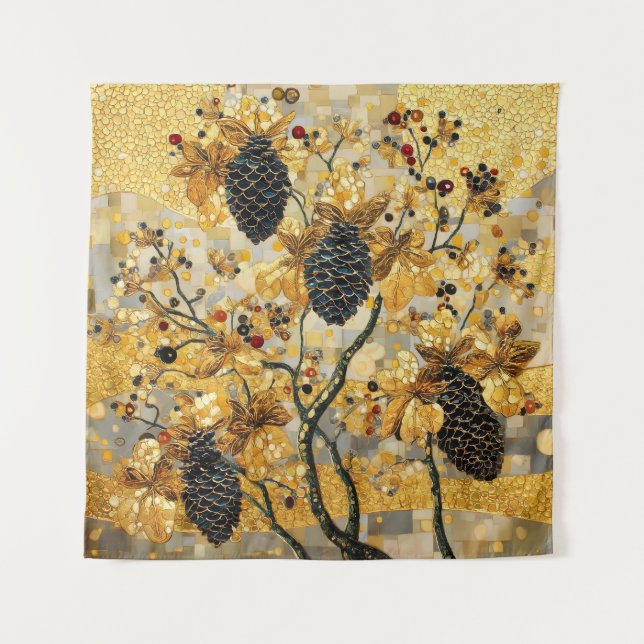 gustav klimt Rustic Pinecone Holiday Winter Bathro Tapestry (Front)