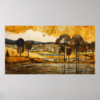 Gustav Klimt Style Landscape Poster