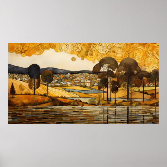 Gustav Klimt Style Landscape Poster (Front)