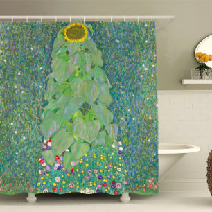 Gustav Klimt Sunflower Art, Art Nouveau Floral Shower Curtain