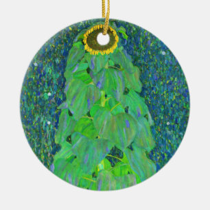 Gustav Klimt Sunflower Ceramic Ornament