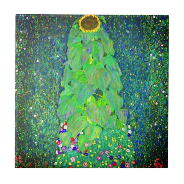 Gustav Klimt Sunflower Ceramic Tile (Front)