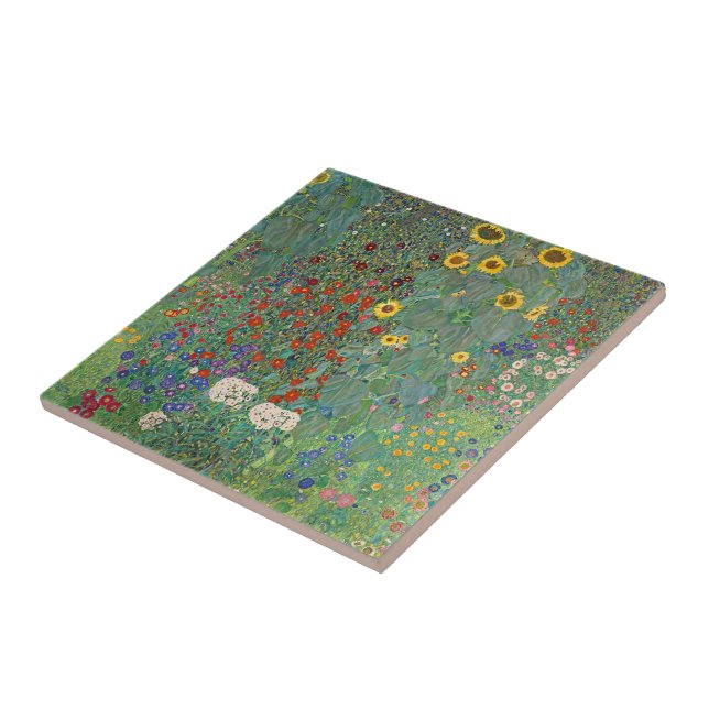 Gustav Klimt Sunflower Garden - Fine Art  Ceramic Tile (Side)