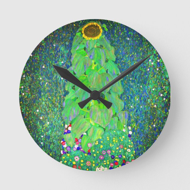 Gustav Klimt Sunflower Round Clock (Front)